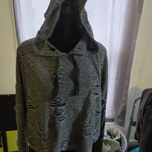 Derek Heart Charcoal Distressed Hoodie